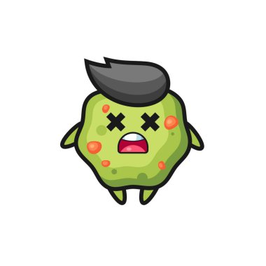 Ölü kusmuk maskotu karakteri, tişört, çıkartma, logo elementi için şirin tasarım.