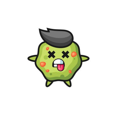 Ölü duruşu olan tatlı kusmuğun karakteri, tişört, çıkartma, logo elementi için şirin tasarım