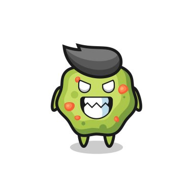 Kusmuk, sevimli maskot karakterinin şeytani ifadesi, tişört, çıkartma, logo elementi için şirin tasarım.