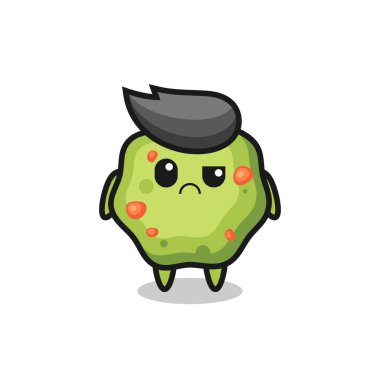 Kusmuğun maskotu, kuşkucu yüzü, tişört, çıkartma, logo elementi için şirin bir tasarım.