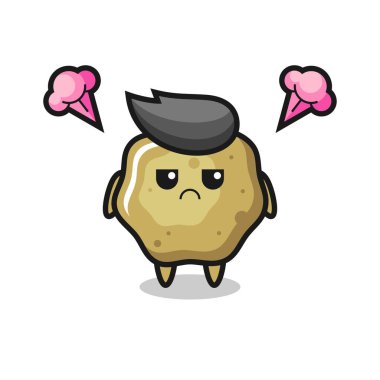 Şirin, gevşek tabure çizgi film karakterinin rahatsız edici ifadesi, tişört, etiket, logo ögesi için şirin tarz tasarımı