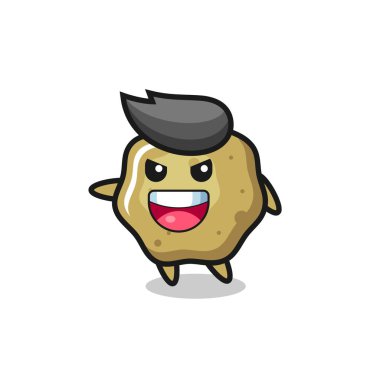 Heyecanlı pozu olan gevşek tabureler, tişört, çıkartma, logo elementi için şirin tasarım.