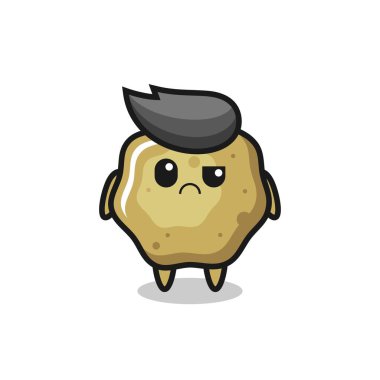 Şüpheli yüzlü gevşek taburelerin maskotu tişört, çıkartma, logo elementi için şirin bir tasarım.