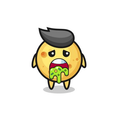 Kusmuklu sevimli yuvarlak peynir karakteri, tişört, çıkartma, logo elementi için şirin bir tasarım.