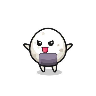 Alaycı poziyondaki yaramaz onigiri karakteri, tişört, çıkartma, logo ögesi için şirin tasarım