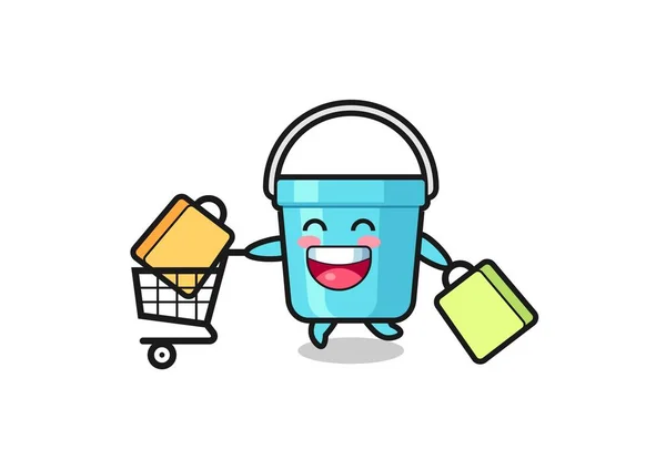 Black Friday Illustration Cute Plastic Bucket Mascot Cute Style Design — Stock Vector