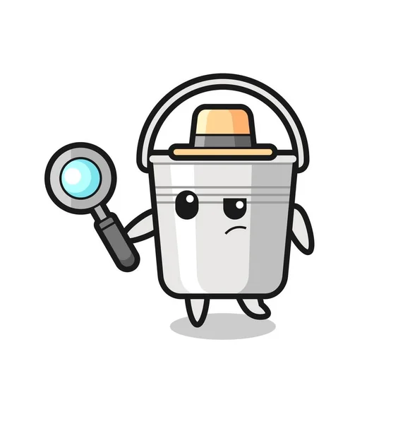 Metal Cubo Detective Carácter Está Analizando Caso Lindo Diseño Estilo — Archivo Imágenes Vectoriales