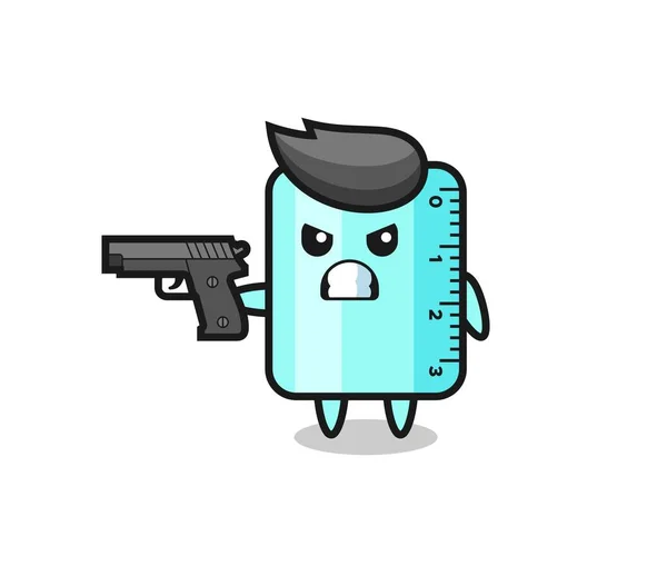 Tir Personnage Règle Mignon Avec Pistolet Conception Style Mignon Pour — Image vectorielle