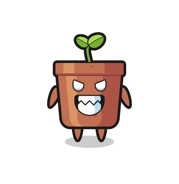 Expressão Maligna Pote Planta Personagem Mascote Bonito Design Estilo Bonito — Vetor de Stock