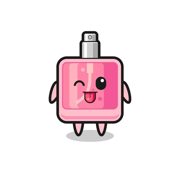 Dilini Çıkarırken Tatlı Bir Parfüm Karakteri Tişört Çıkartma Logo Elementi — Stok Vektör