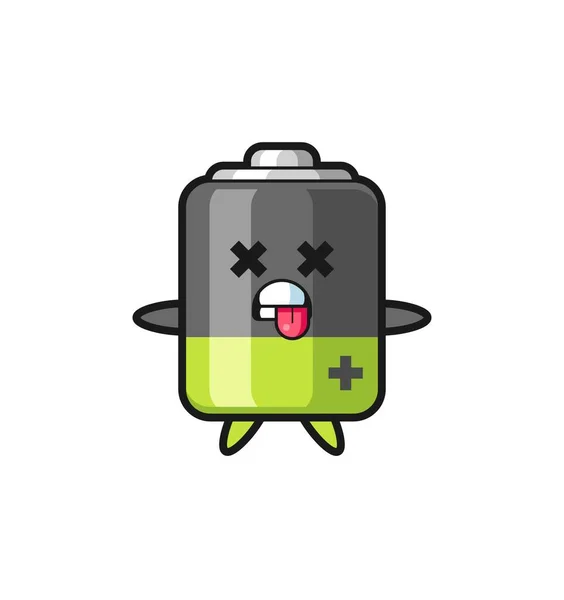 Caractère Batterie Mignonne Avec Pose Morte Conception Style Mignon Pour — Image vectorielle