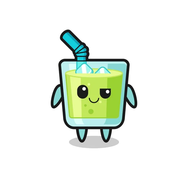 Dibujos Animados Jugo Melón Con Una Expresión Arrogante Diseño Estilo — Vector de stock