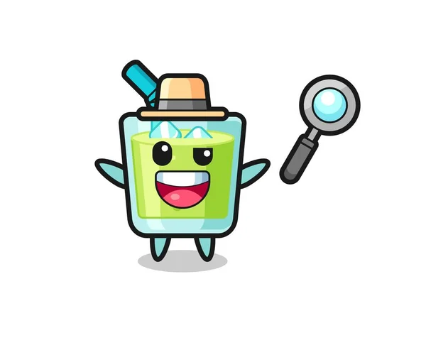 Illust Mascota Del Jugo Del Melón Como Detective Que Consigue — Vector de stock