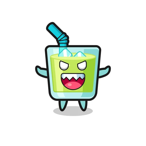 Illust Carácter Malvado Mascota Del Jugo Del Melón Diseño Lindo — Vector de stock