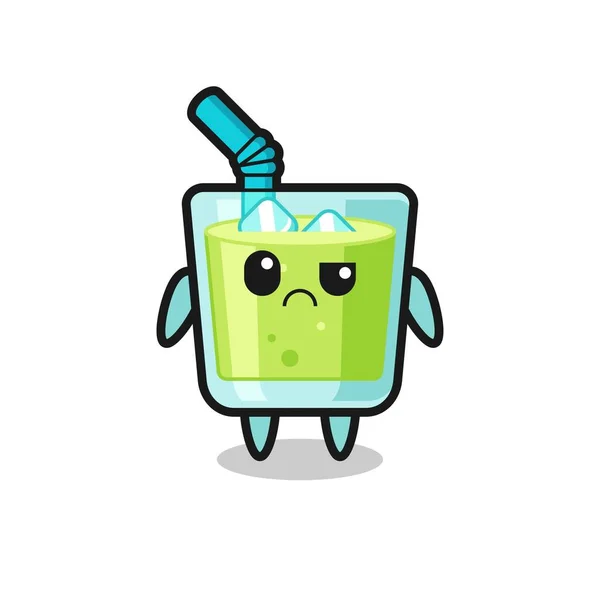 Mascot Melon Juice Sceptical Face Cute Style Design Shirt Sticker — Stock Vector