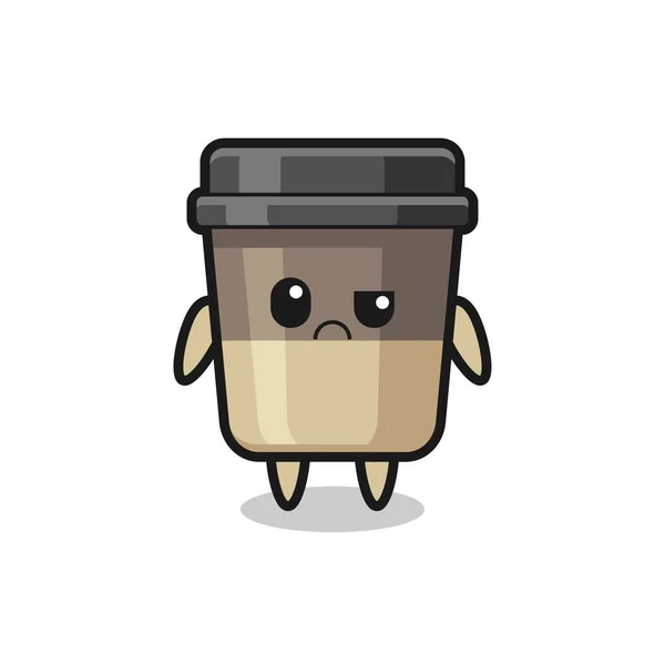 Mascot Coffee Cup Sceptical Face Cute Style Design Shirt Sticker — Stock Vector