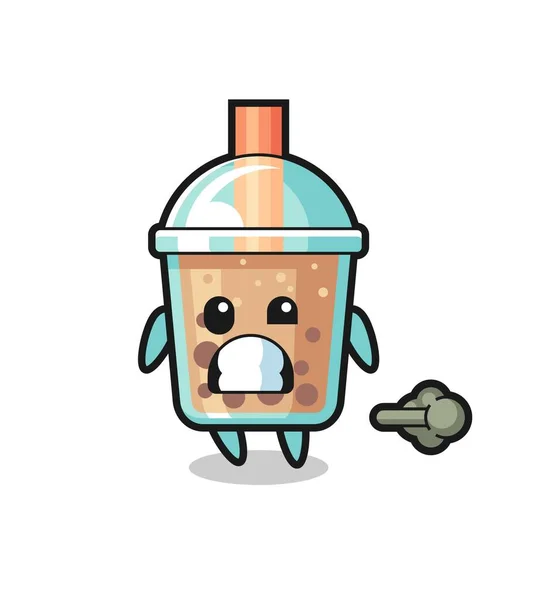 Die Illustration Des Bubble Tea Cartoons Der Furz Macht Niedliches — Stockvektor