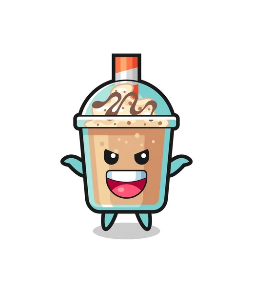 Ilustração Milkshake Bonito Fazendo Gesto Susto Design Estilo Bonito Para — Vetor de Stock