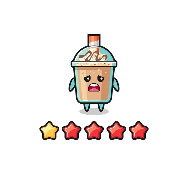 Illustratie Van Klant Slechte Rating Milkshake Schattig Karakter Met Ster — Stockvector