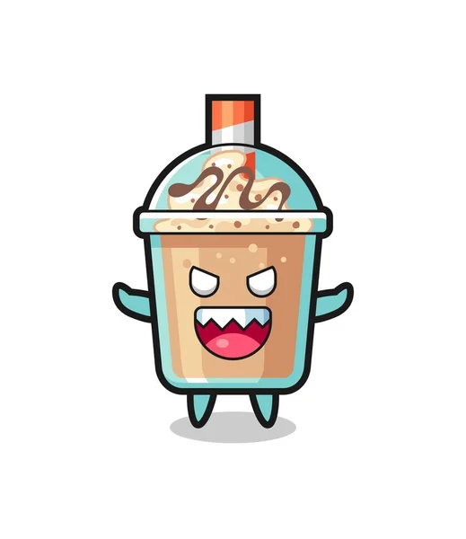 Şeytani Milkshake Maskotu Karakteri Tişört Çıkartma Logo Elementi Için Şirin — Stok Vektör