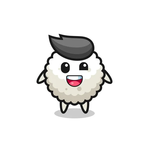 Illustration Rice Ball Character Awkward Poses Cute Style Design Shirt — Stock Vector