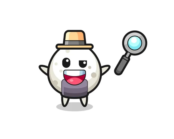 Illustrazione Della Mascotte Onigiri Come Detective Che Riesce Risolvere Caso — Vettoriale Stock