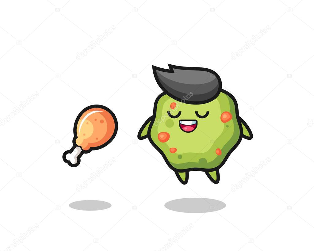 Cute puke floating and tempted because of fried chicken , cute style design for t shirt, sticker, logo element