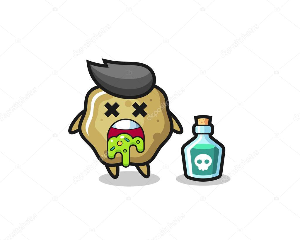 illustration of an loose stools character vomiting due to poisoning , cute style design for t shirt, sticker, logo element