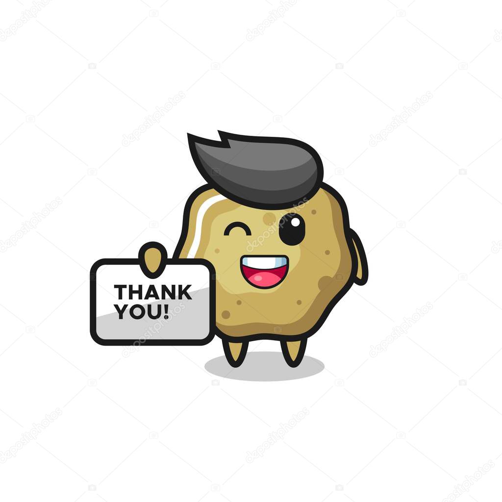 the mascot of the loose stools holding a banner that says thank you , cute style design for t shirt, sticker, logo element
