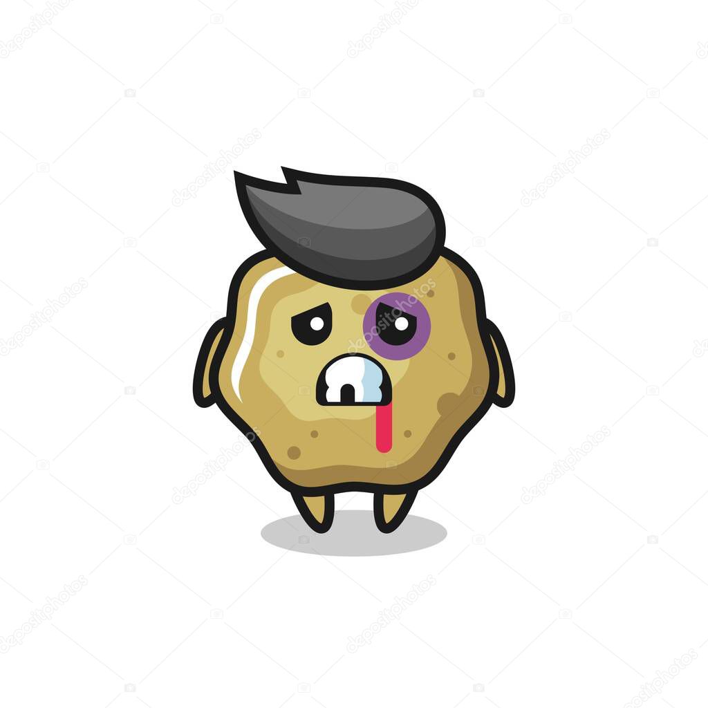 injured loose stools character with a bruised face , cute style design for t shirt, sticker, logo element