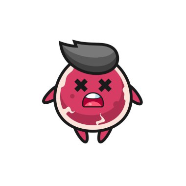 Ölü et maskotu karakteri, tişört, etiket, logo elementi için şirin bir tasarım.