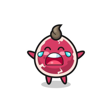 Ağlayan sığır eti, şirin bebek, tişört, çıkartma, logo elementi için şirin tasarım.