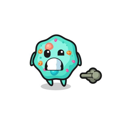 Osuran amip çizgi filminin çizimi, tişört, etiket, logo elementi için şirin bir tasarım.