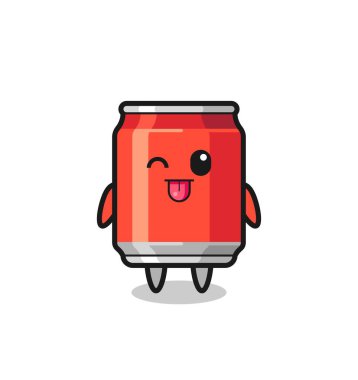 Tatlı bir içecek, tatlı bir ifadeyle karakterin dilini uzatır. Tişört, çıkartma, logo elementi için şirin bir tasarım.