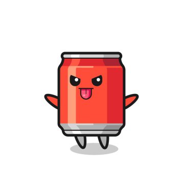 Yaramaz içecek alaycı duruşta karakter, tişört, çıkartma, logo elementi için sevimli tasarım