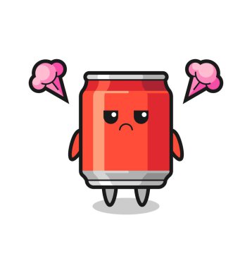 Tatlı içeceğin rahatsız edici ifadesi çizgi film karakteri, tişört, etiket, logo elementi için şirin tasarım.