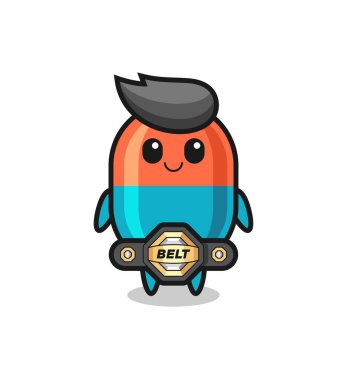 Kemerli MMA savaşçı kapsülü. Tişört, çıkartma, logo elementi için şirin bir tasarım.