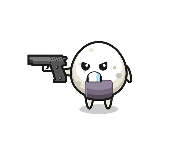 Tir Personnage Onigiri Mignon Avec Pistolet Conception Style Mignon Pour — Image vectorielle