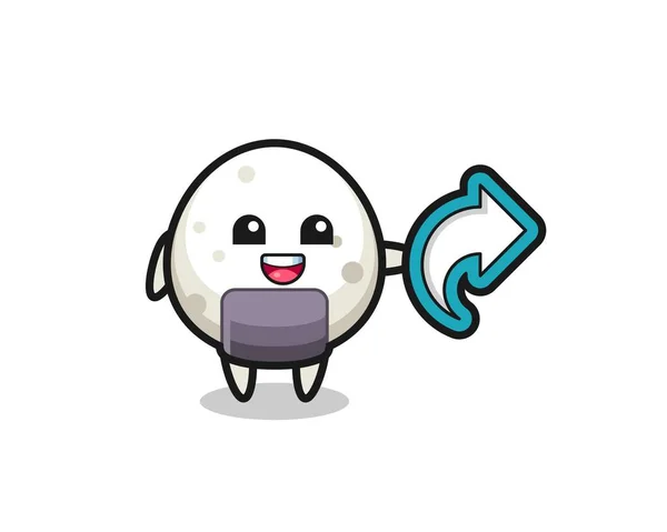 Niedlich Onigiri Halten Social Media Share Symbol Niedlichen Stil Design — Stockvektor