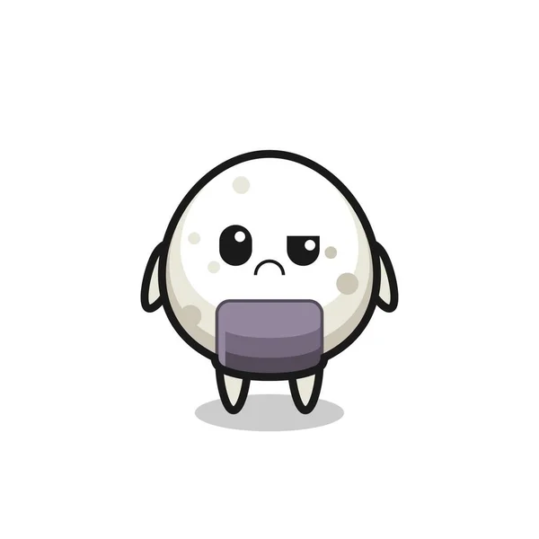 Mascota Del Onigiri Con Cara Escéptica Lindo Diseño Estilo Para — Vector de stock