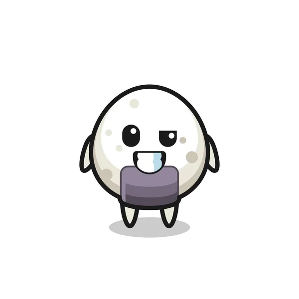낙관적 귀여운 Onigiri Mascot 티셔츠에 귀엽고 스타일 디자인 스티커 — 스톡 벡터