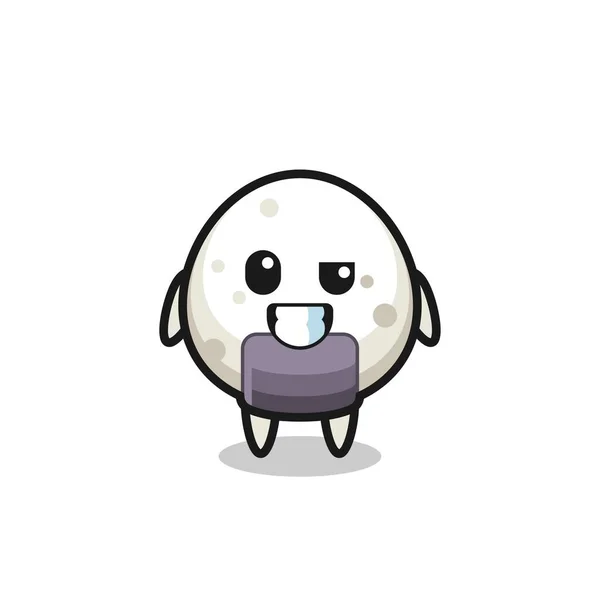 Leuke Onigiri Mascotte Met Een Optimistisch Gezicht Leuke Stijl Ontwerp — Stockvector