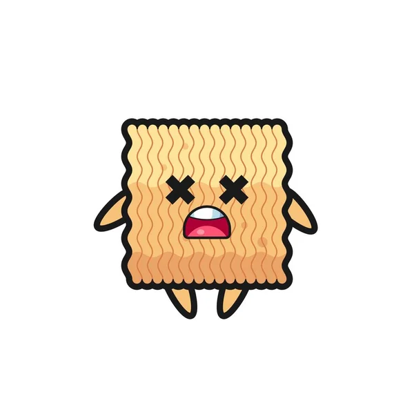 Dead Raw Instant Noodle Personaggio Della Mascotte Design Carino Stile — Vettoriale Stock