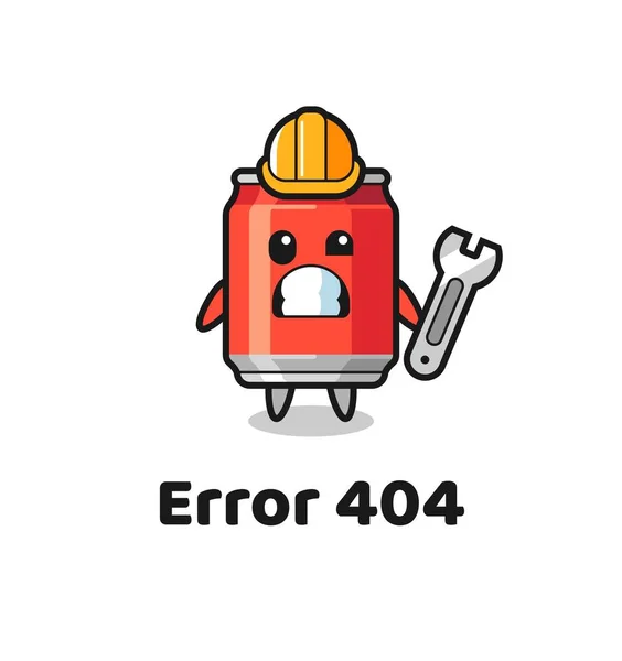 Errore 404 Con Simpatica Bevanda Può Mascotte Design Stile Carino — Vettoriale Stock