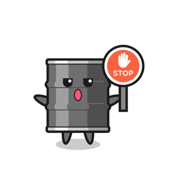 Yağ varili çizimi elinde dur işareti, şirin tasarım