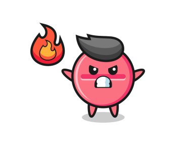 ilaç tableti karakter karikatürü kızgın jest, şirin tasarım