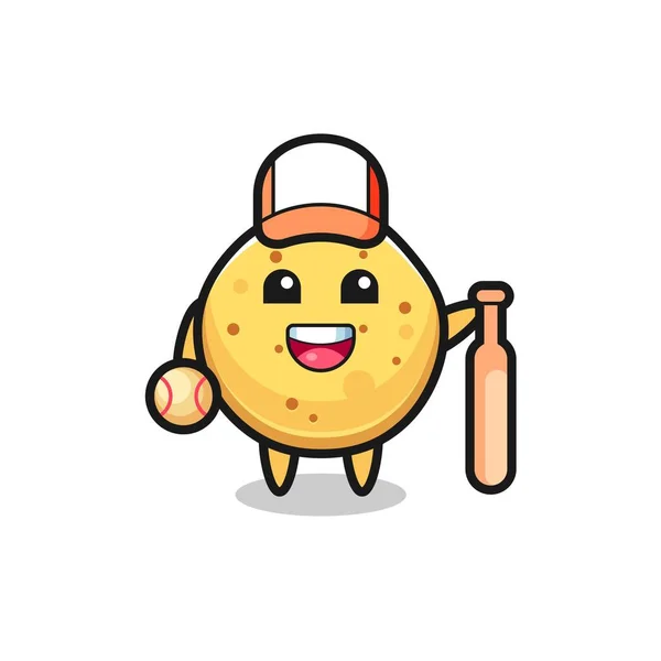 Caractère Dessin Animé Puce Pomme Terre Tant Que Joueur Baseball — Image vectorielle