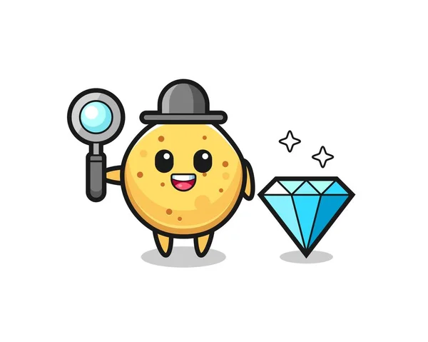 Ilustração Personagem Batata Frita Com Diamante Design Bonito — Vetor de Stock