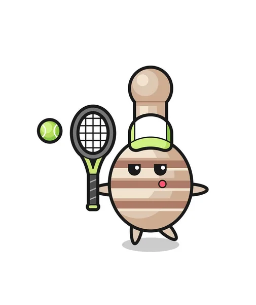 Cartoon Character Honey Dipper Tennis Player Cute Design — Stock Vector