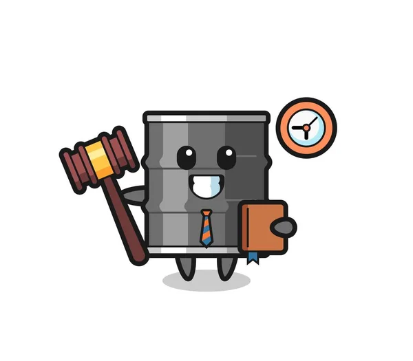 Mascot Cartoon Oil Drum Judge Cute Design — Stock Vector